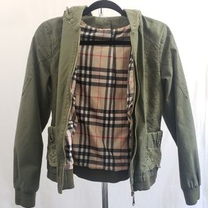 Jean jacket with Floral Stitching - Green